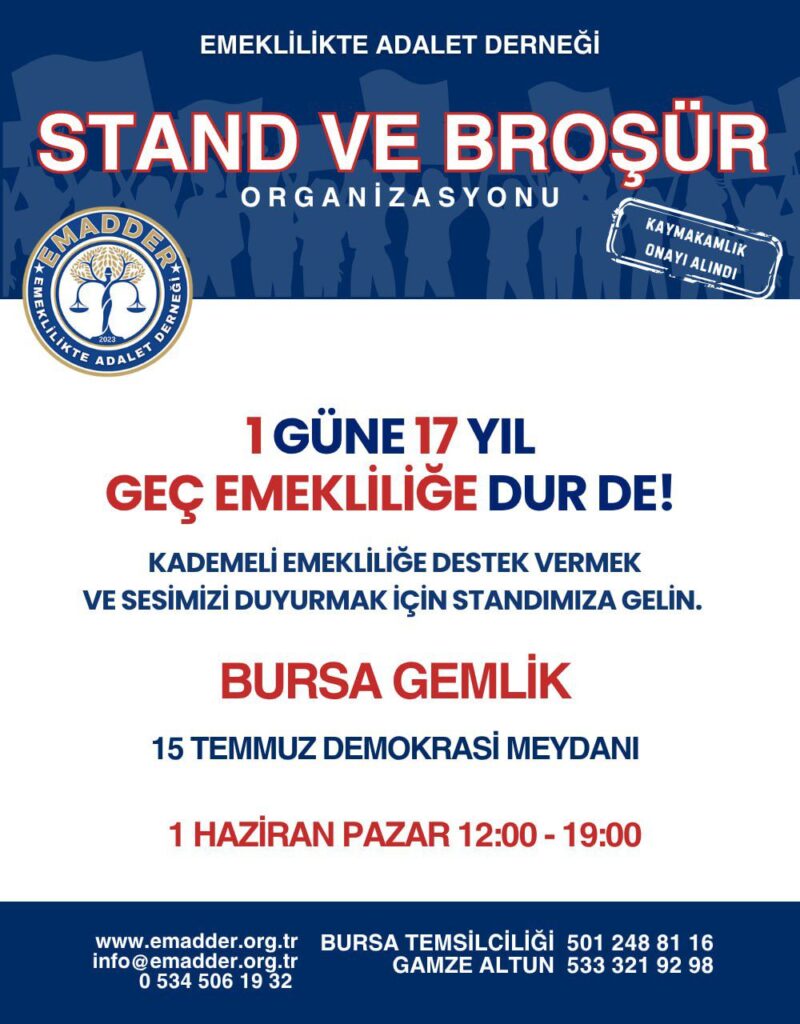 EMADDER Bursa, Gemlik’te Adalet İçin Alanlardaydı: “1 Güne 17 Yıl Beklememek İçin Mücadele Ediyoruz”
