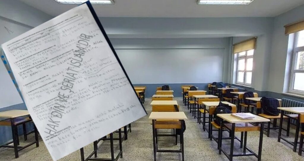Bursa’da Sınav kâğıdında öğrencilere şeriat propagandası!